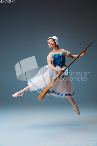 Image of Young and graceful female ballet dancer as Cinderella fairytail character