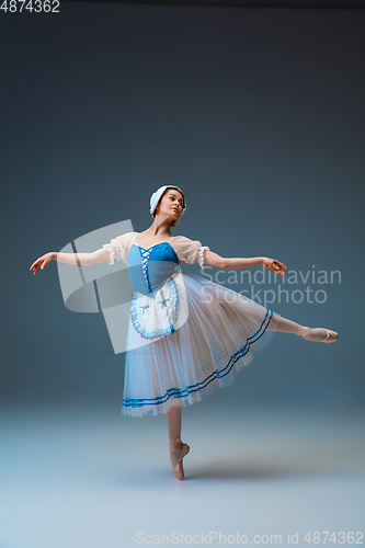 Image of Young and graceful female ballet dancer as Cinderella fairytail character