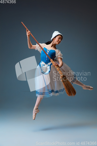 Image of Young and graceful female ballet dancer as Cinderella fairytail character