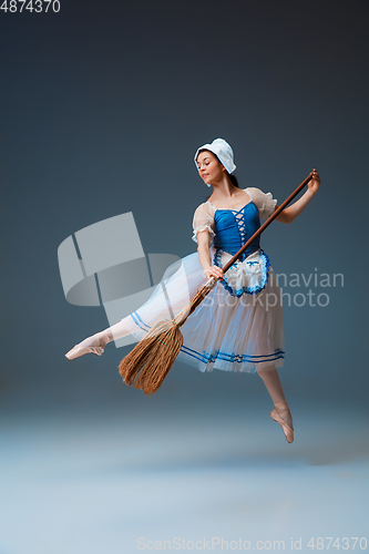 Image of Young and graceful female ballet dancer as Cinderella fairytail character