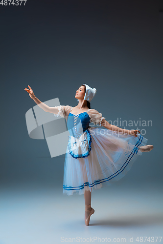 Image of Young and graceful female ballet dancer as Cinderella fairytail character