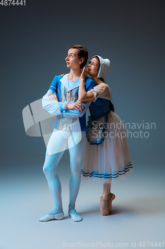 Image of Young and graceful ballet dancers as Cinderella fairytail characters.