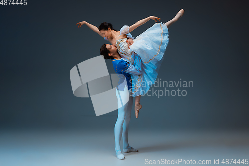 Image of Young and graceful ballet dancers as Cinderella fairytail characters.