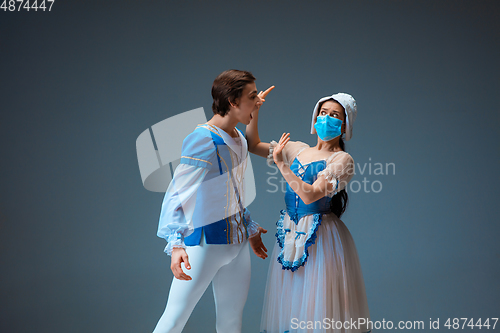 Image of Young and graceful ballet dancers as Cinderella fairytail characters.