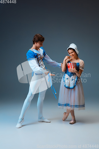 Image of Young and graceful ballet dancers as Cinderella fairytail characters.