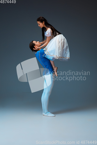 Image of Young and graceful ballet dancers as Cinderella fairytail characters.