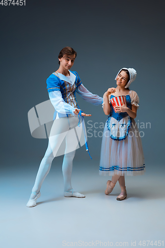 Image of Young and graceful ballet dancers as Cinderella fairytail characters.