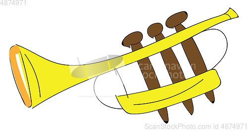 Image of Yellow cartoon trumpet vector illustration on white background 