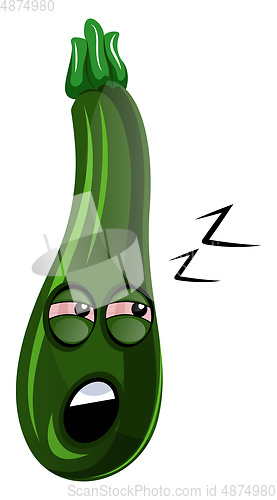 Image of Sleepy cartoon courgettes illustration vector on white backgroun