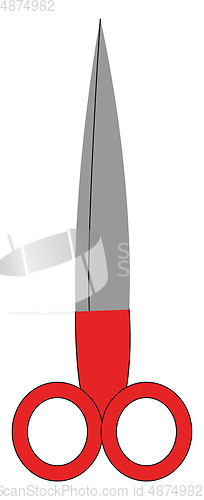 Image of Cartoon pair of red-colored scissors vector or color illustratio