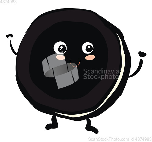 Image of Cute smiling black and white oreo vector illustration on white b