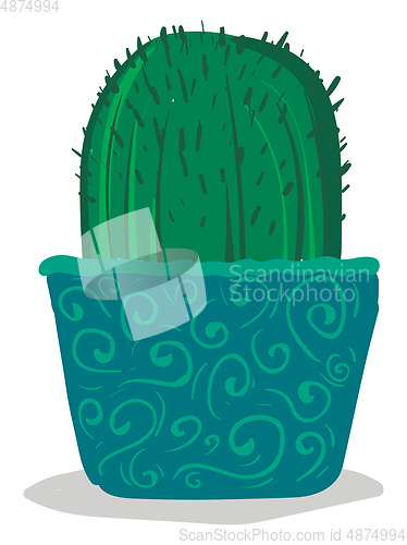 Image of A beautiful cactus plant in a blue decorative flower pot provide