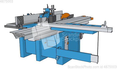 Image of 3D vector illustration of an industrial power press machine whit