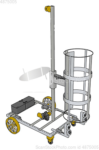 Image of Simple basket lift construction vehicle with yellow wheels vecto