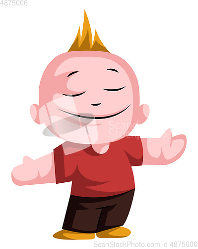 Image of Young boy with his arms wide open ready for a hug illustration v