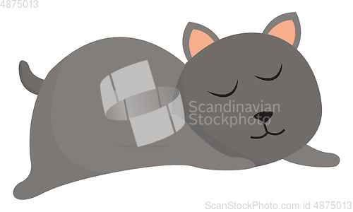 Image of Clipart of a grey cat sleeping set on isolated white background 