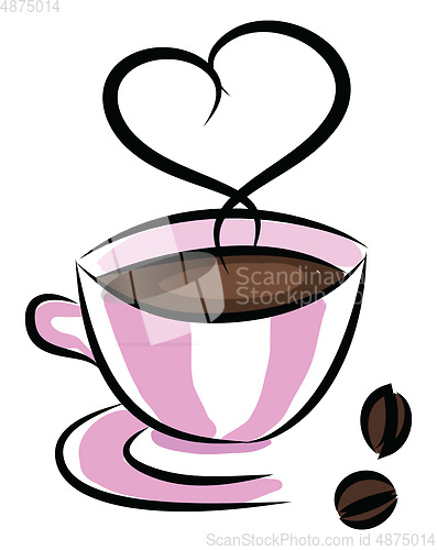 Image of Coffee in a pink cup simple vector illustration on white backgro