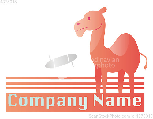 Image of Pink camel with place for a text vector logo design on a white b