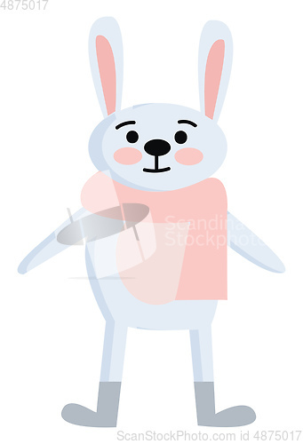Image of Cartoon of a cute little rabbit in winter clothes smiling vector