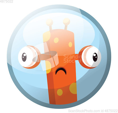 Image of Cartoon character of a orange monster with yellow dots and eyes 