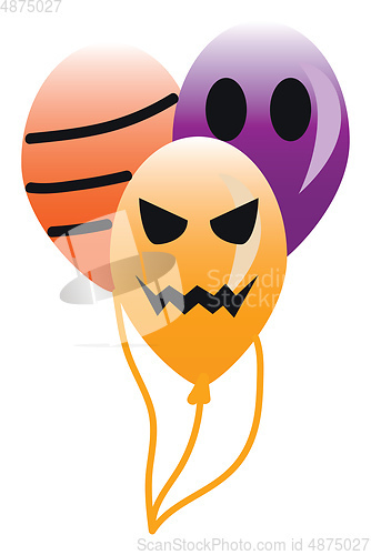 Image of Decorative balloons with scary faces for the Halloween party vec