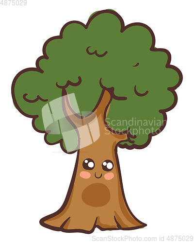 Image of A strong cute tree vector or color illustration