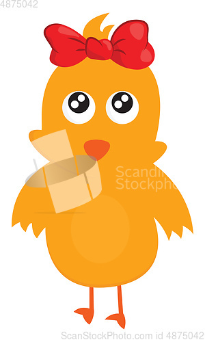 Image of Cute little girl brown chick vector or color illustration