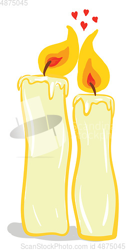 Image of Two yellow-colored love cheese holding hands together vector or 