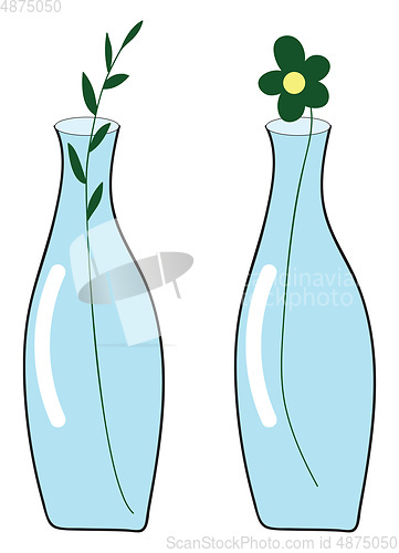 Image of A pair of bottles with plants vector or color illustration