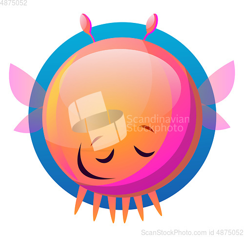 Image of Tired pink cartoon monster vector illustartion on white backgrou