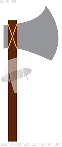 Image of A sharp axe with long wooden handle used for chopping woods vect