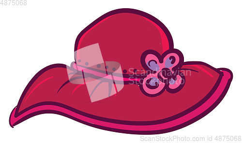 Image of A pink hat with bow-like ribbon vector or color illustration
