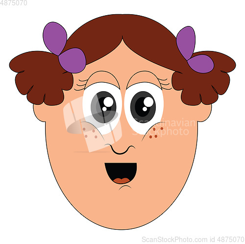Image of Portrait of a funny little girl\'s face vector or color illustrat