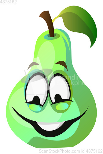 Image of Green pear cartoon face smiling illustration vector on white bac