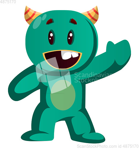 Image of Green monster wavingvector illustration