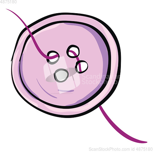 Image of Pink button and thread vector illustration 