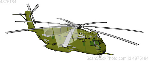 Image of 3D vector illustration on white background of a green military h