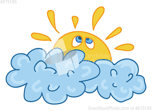 Image of A sun covered by clouds vector or color illustration