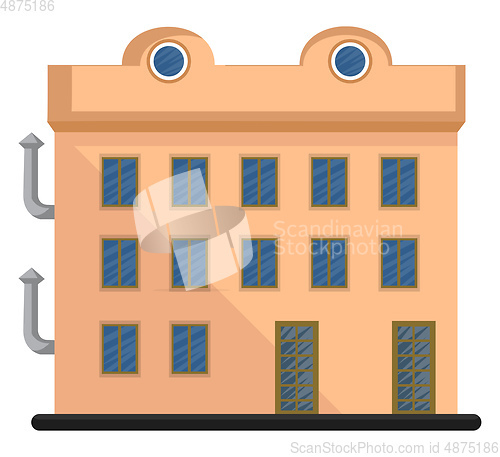 Image of Simple cartoon orange building vector illustartion on white back