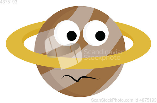 Image of A sad planet Saturn vector or color illustration