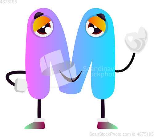 Image of Pink-blue letter M vector illustration on white background