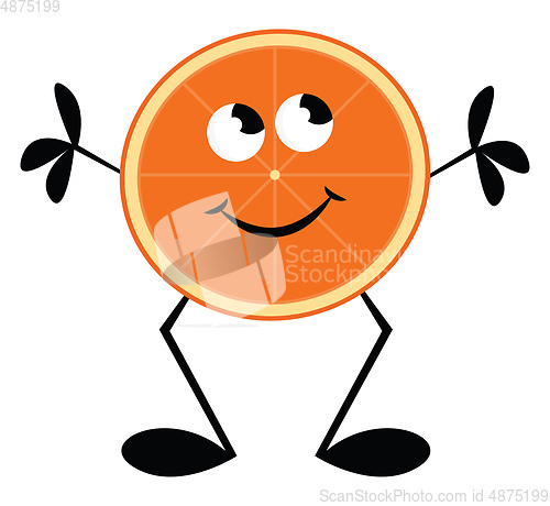 Image of A big orange with a cut slice near it vector or color illustrati