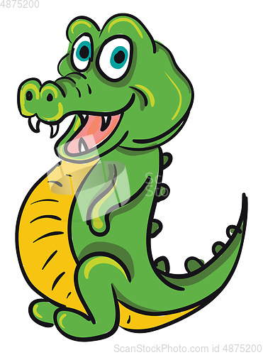 Image of A green happy crocodile, vector color illustration.
