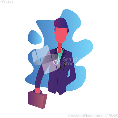 Image of Doctor in purple coat holding a briefcase vector character illus