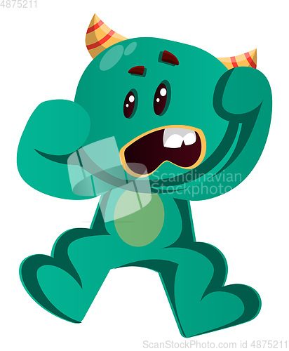 Image of Green monster is surprised and scared vector illustration