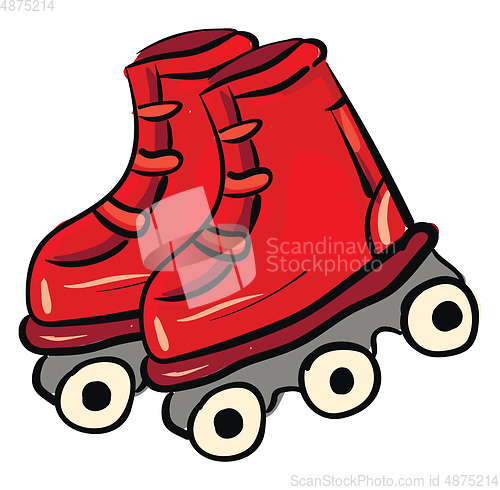 Image of Red roler skates illustration vector on white background 