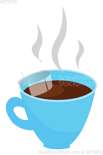 Image of Light blue coffee cup with steaming coffee vector illustration o