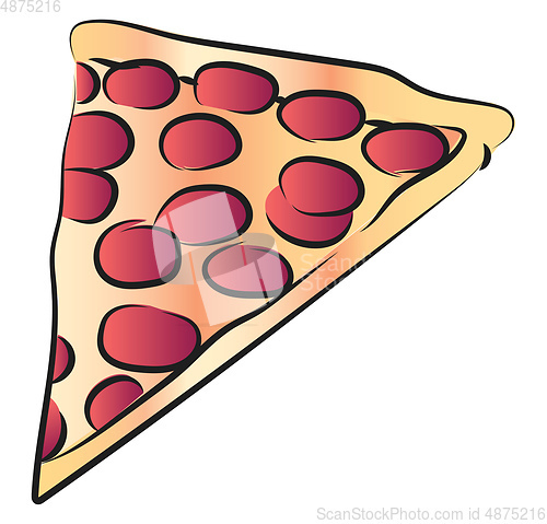 Image of  slice of cheese pepperoni pizza vector or color illustration