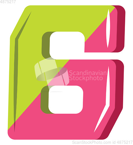 Image of Number six in green and yellow illustration vector on white back