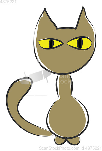 Image of A cartoon brown cat vector or color illustration